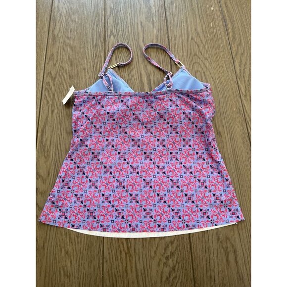 NWT Liz Claiborne Womens Tankini Top W/ Adjustable Straps & Removable Cups  Nylo - Picture 2 of 6
